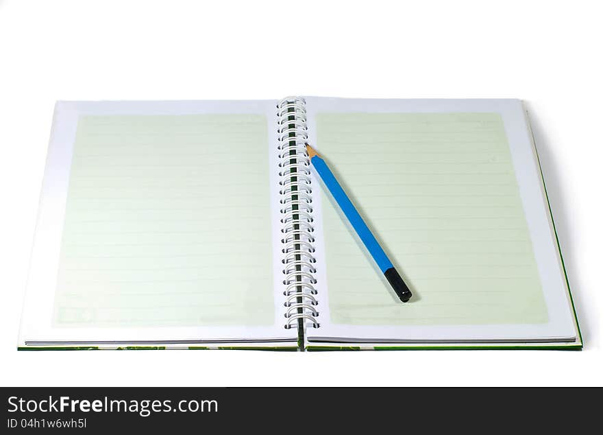 Blank note paper with pencil. isolated on white background.