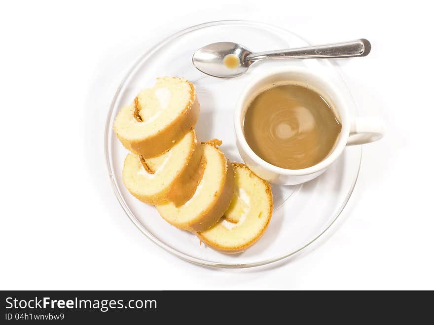 Coffee cup with cake