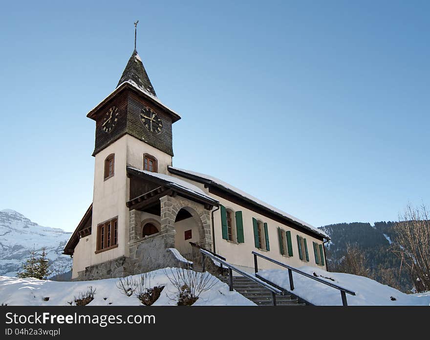 A church in the Swiss Alps. A church in the Swiss Alps