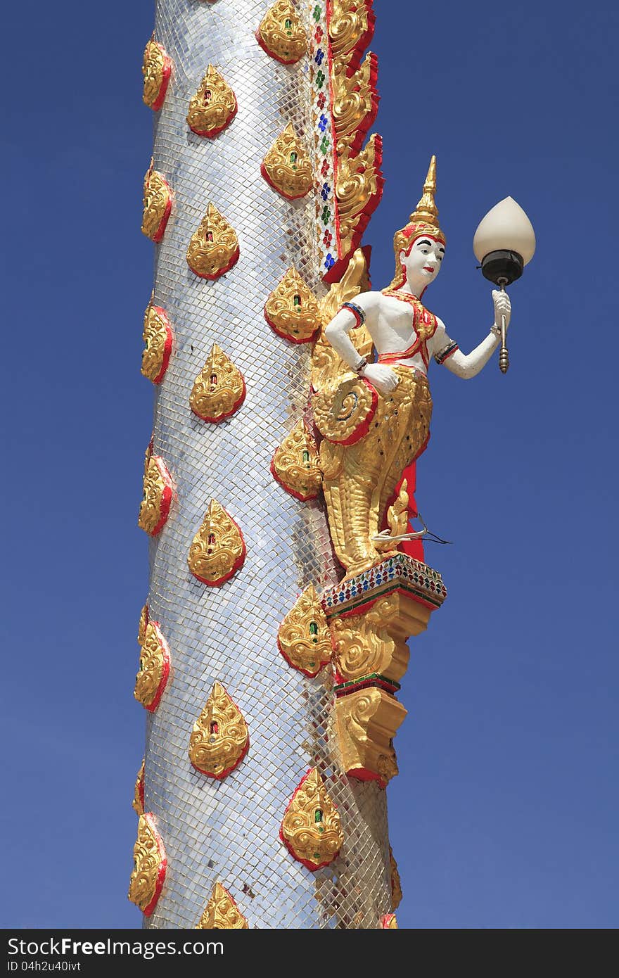 Thailand mythical female bird with human head hold the lantern. Thailand mythical female bird with human head hold the lantern