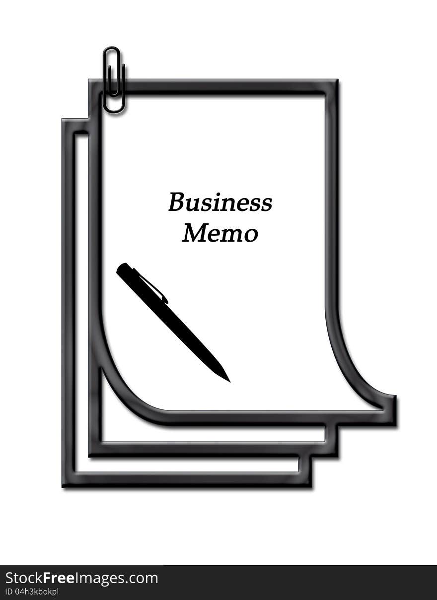 Business Memo with pen and clip