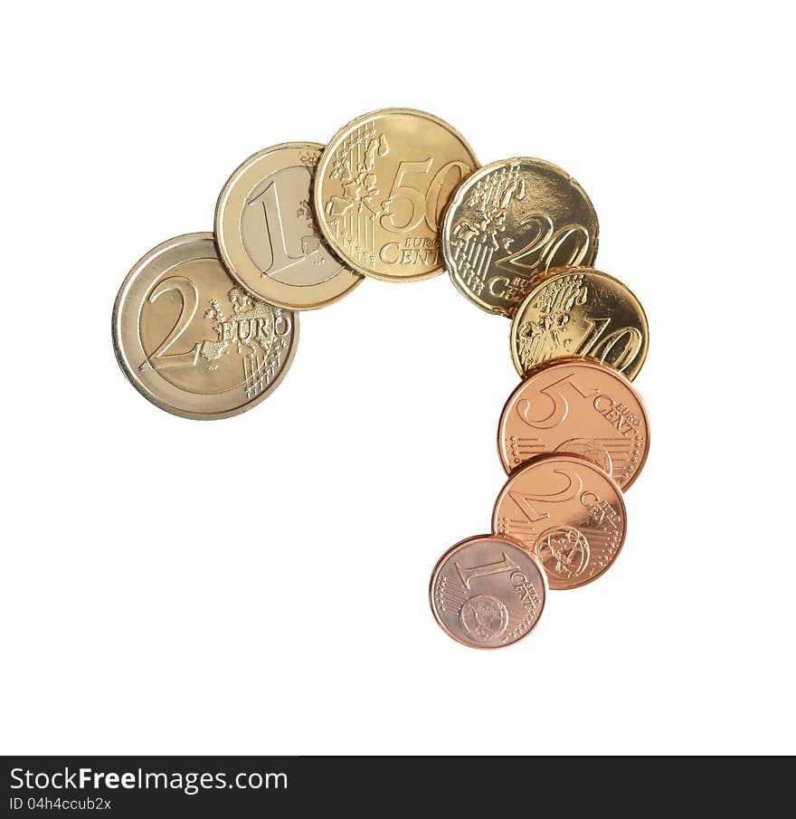 Set of European Union coins on white background. Clipping path is included. Set of European Union coins on white background. Clipping path is included