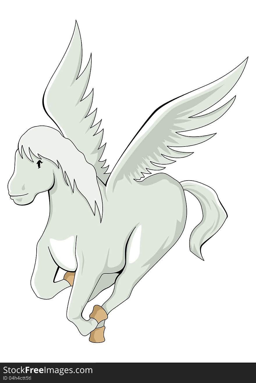 Cartoon illustration of a pegasus