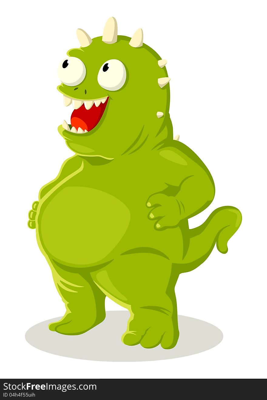 Cartoon illustration of a green monster. Cartoon illustration of a green monster