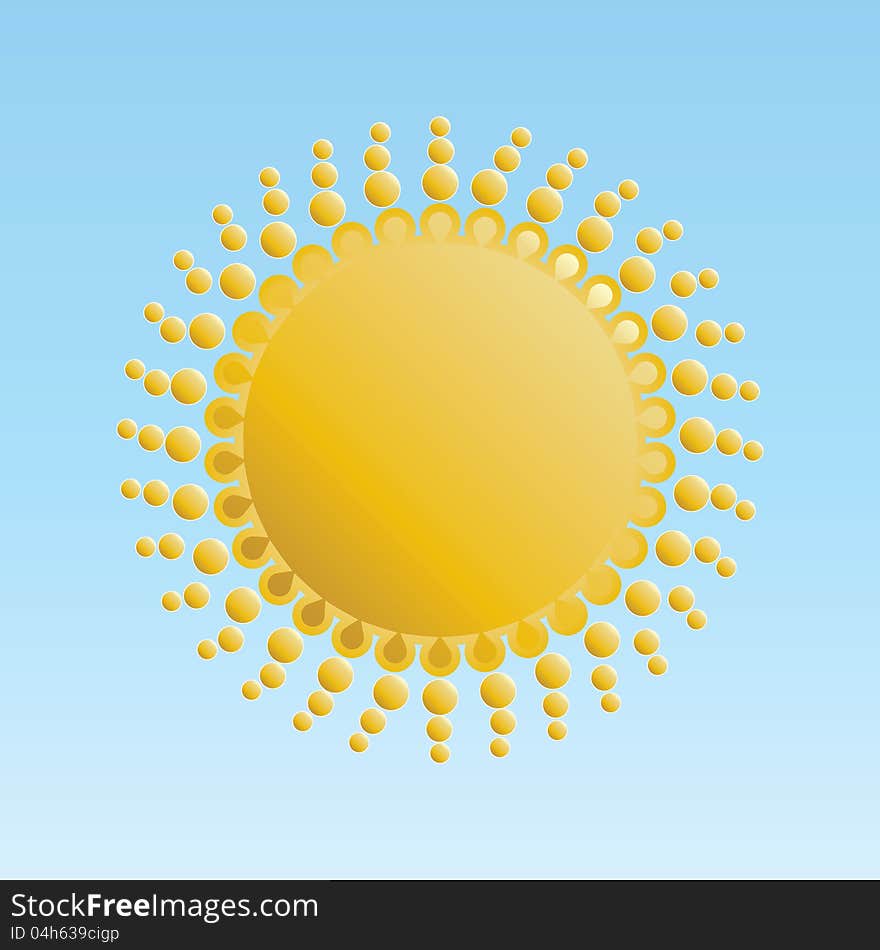 Shiny sun isolated on blue