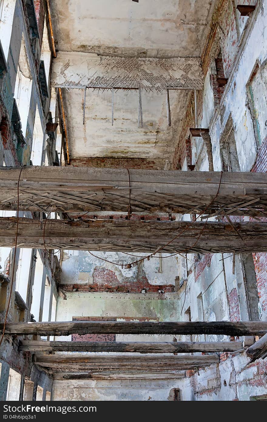 Interior of the ruined house, hardwood floors. Interior of the ruined house, hardwood floors