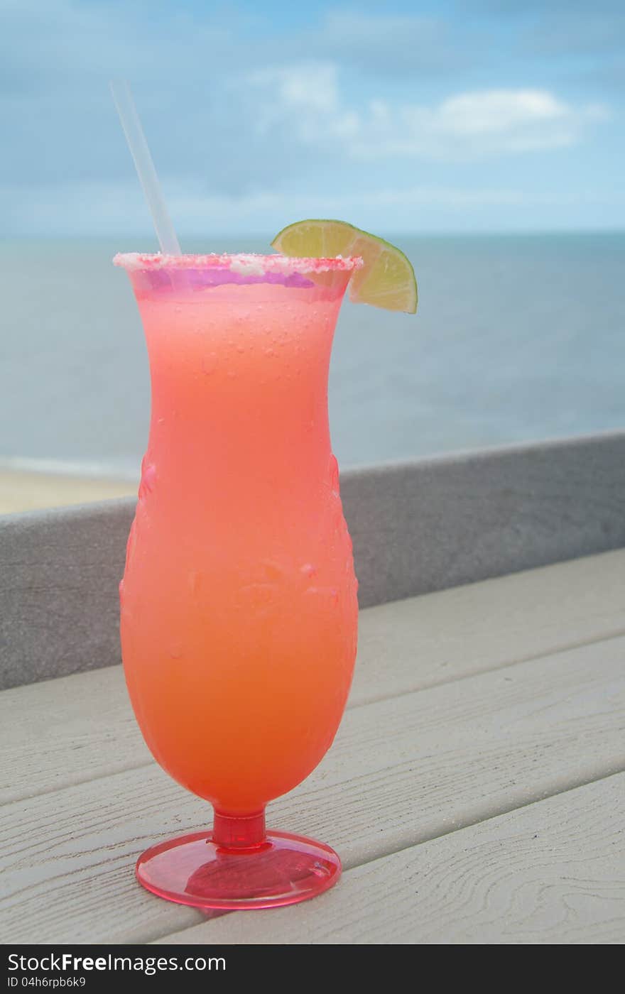 Frozen Cocktail Served At The Beach