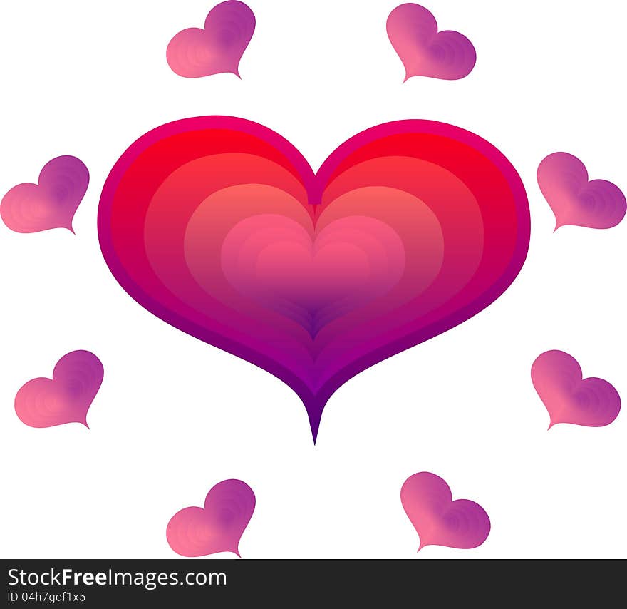 Illustration of various heart symbol representing love . Illustration of various heart symbol representing love .