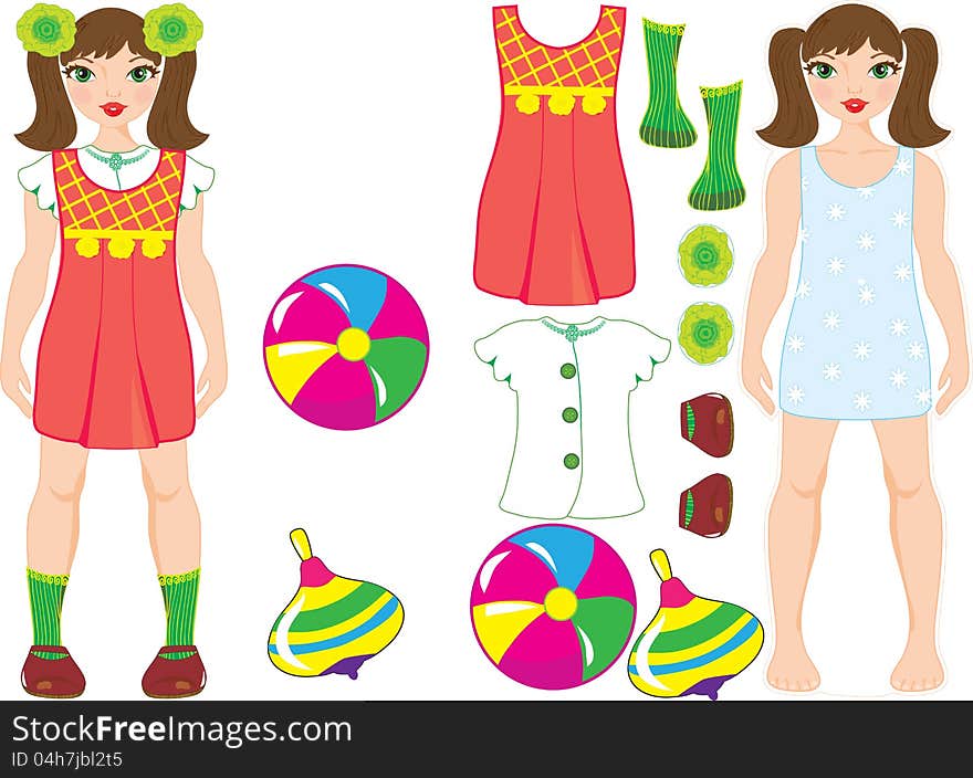 Doll with clothes vector mosaic