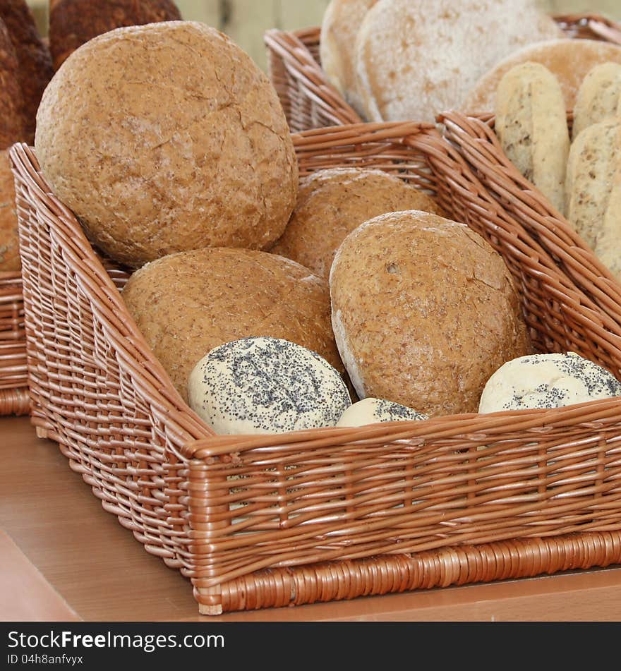 Freshly Baked Bread and Prepared Bread Dough. Freshly Baked Bread and Prepared Bread Dough.