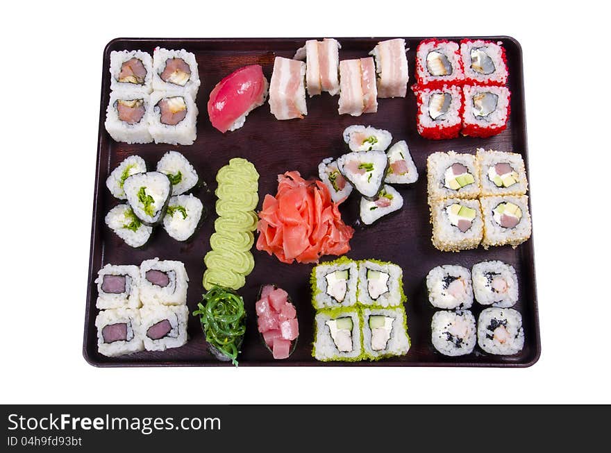 Set with sushi and rolls