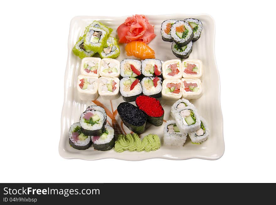 Set with sushi and rolls