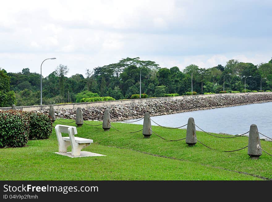 Bench and scenic park