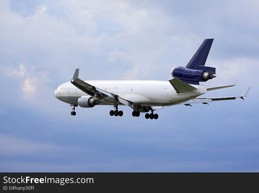 Cargo aircraft coming in for landing