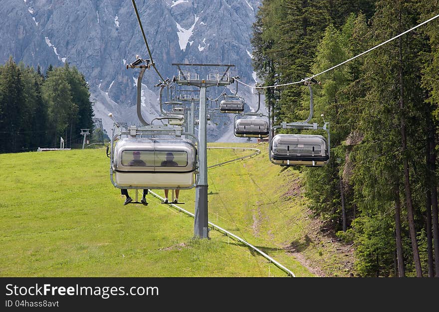 Cabin on a cable railway in italian alps