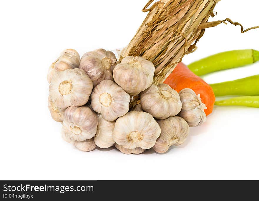 Bunch of garlic isolated on white background