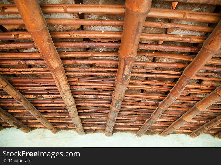 Image of bamboo roof under hut