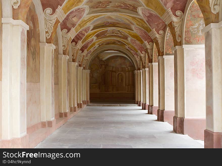 Decorative ornate church tunnel with copy space. Decorative ornate church tunnel with copy space