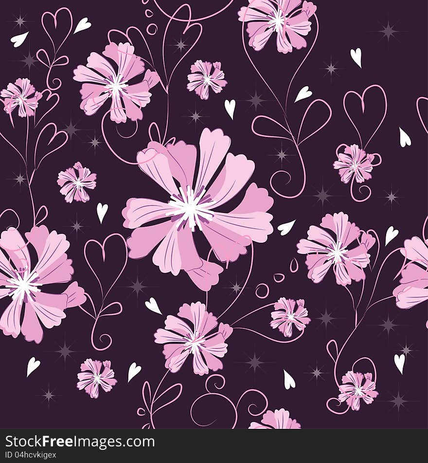 Dark vector seamless background with flowers. Dark vector seamless background with flowers