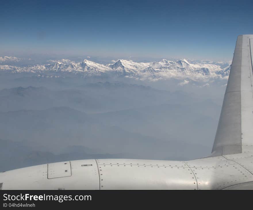 Himalayas, photographed from a aeroplane. Himalayas, photographed from a aeroplane.