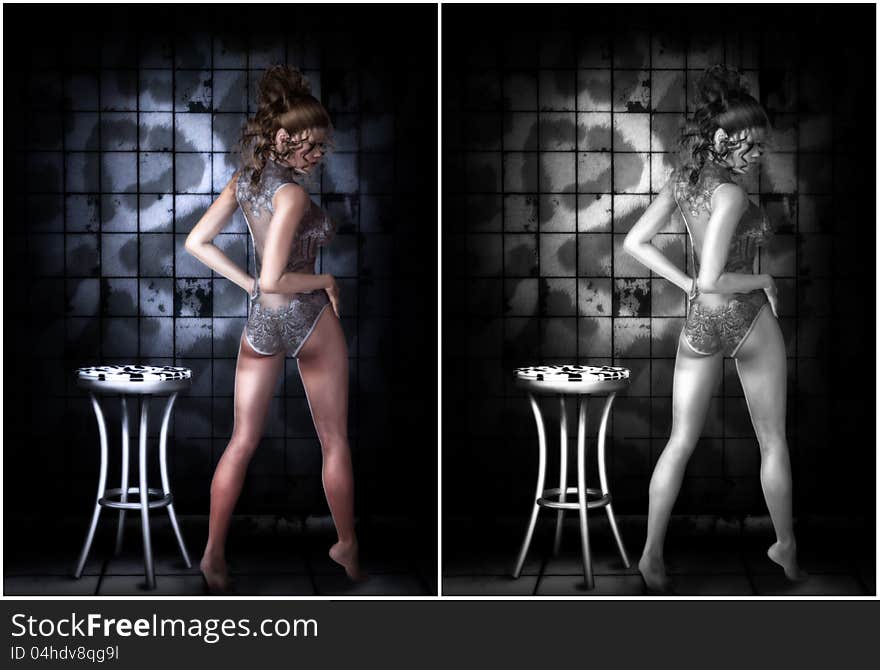 Digital girl for your artistic creations and/or your projects digital pinup girl with her lingerie