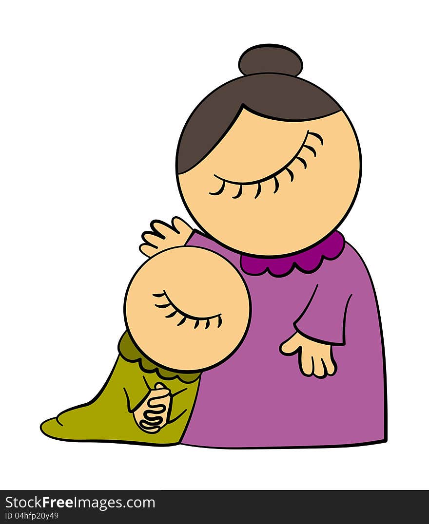 A cute and lovely illustration of a mother with her child. A cute and lovely illustration of a mother with her child