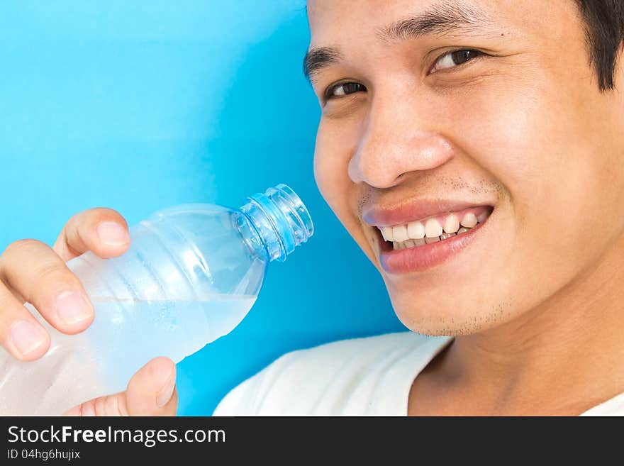 Man drinking Water close up