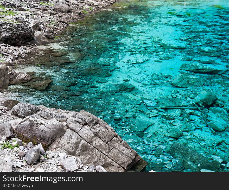 Blue water at Jiuzhaigou, China