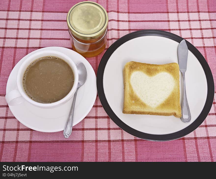 Coffee and Heart Toast