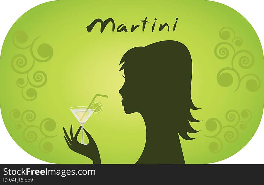 Woman with glass of martini.