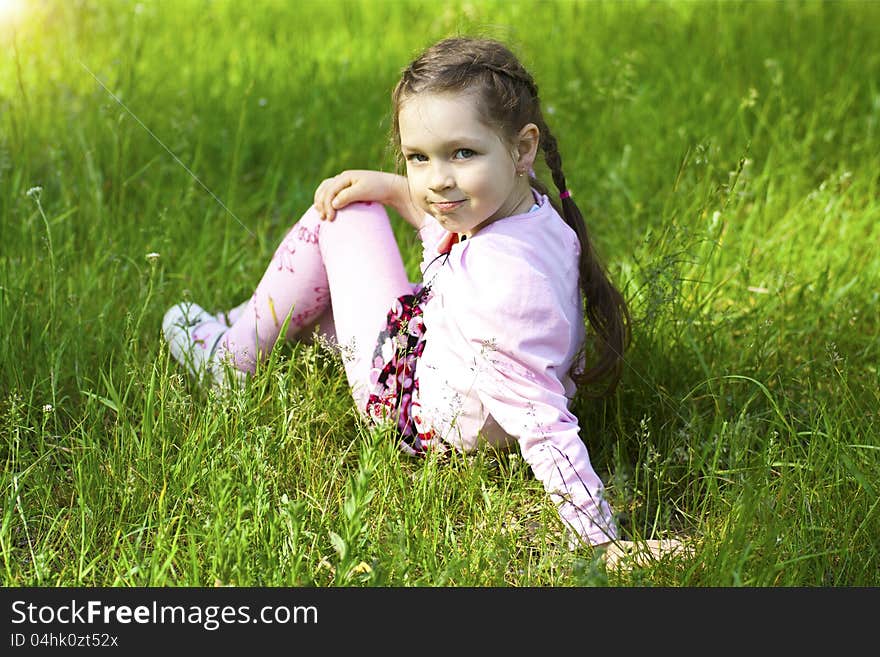 Little Cute Girl In Park