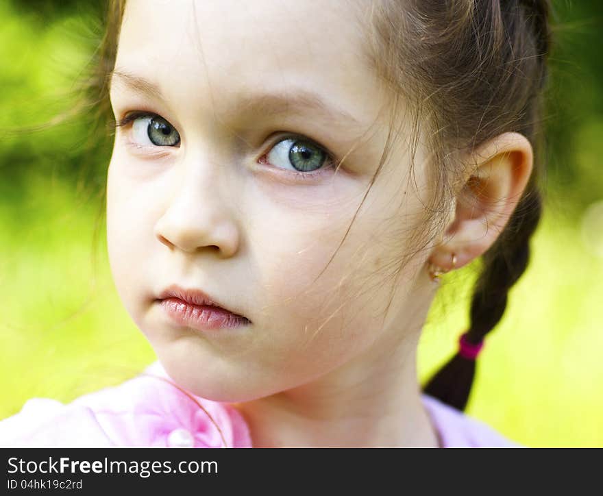 Portrait of little beautiful girl, close up