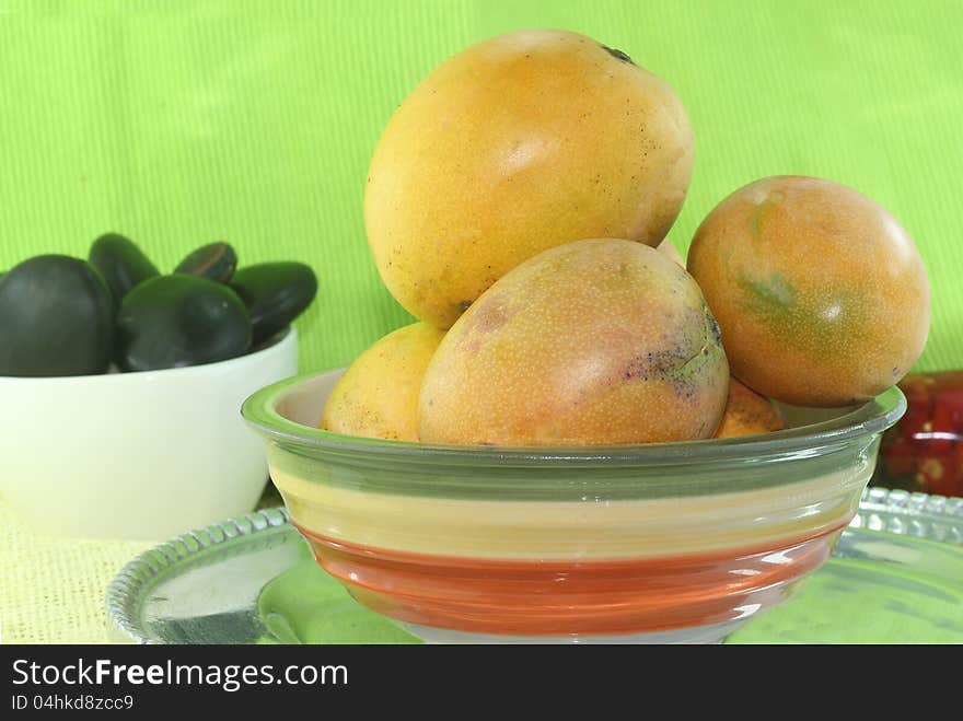 Fresh mango fruits ready to eat and samo seeds. Fresh mango fruits ready to eat and samo seeds