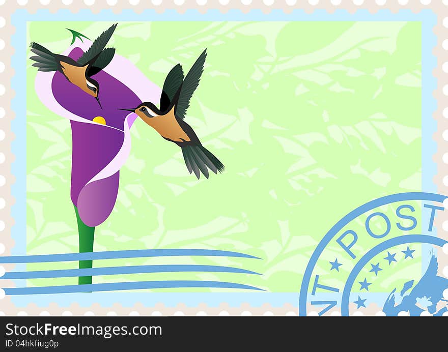 Postage stamps with hummingbirds