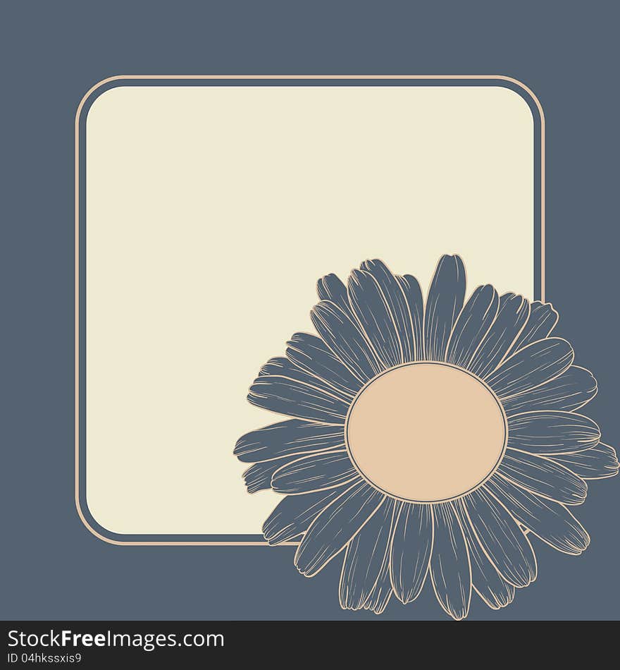 Vector illustration with ornament for greeting card with daisy. Vector illustration with ornament for greeting card with daisy.