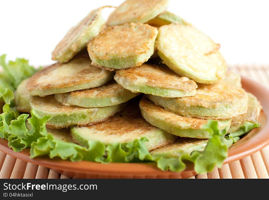 Courgettes fried in egg batter