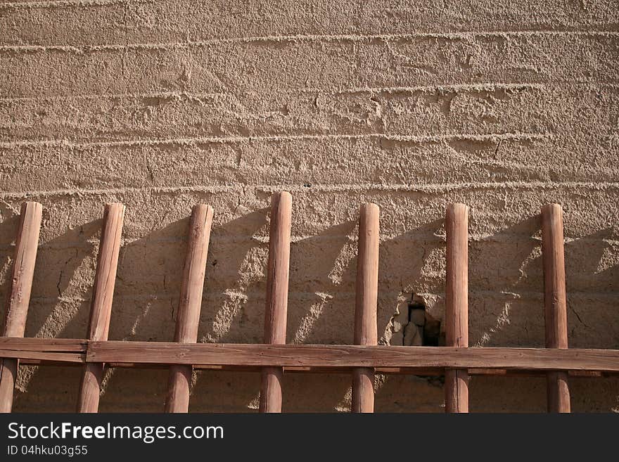 Rammed earth wall ancient village Dunhuang, China