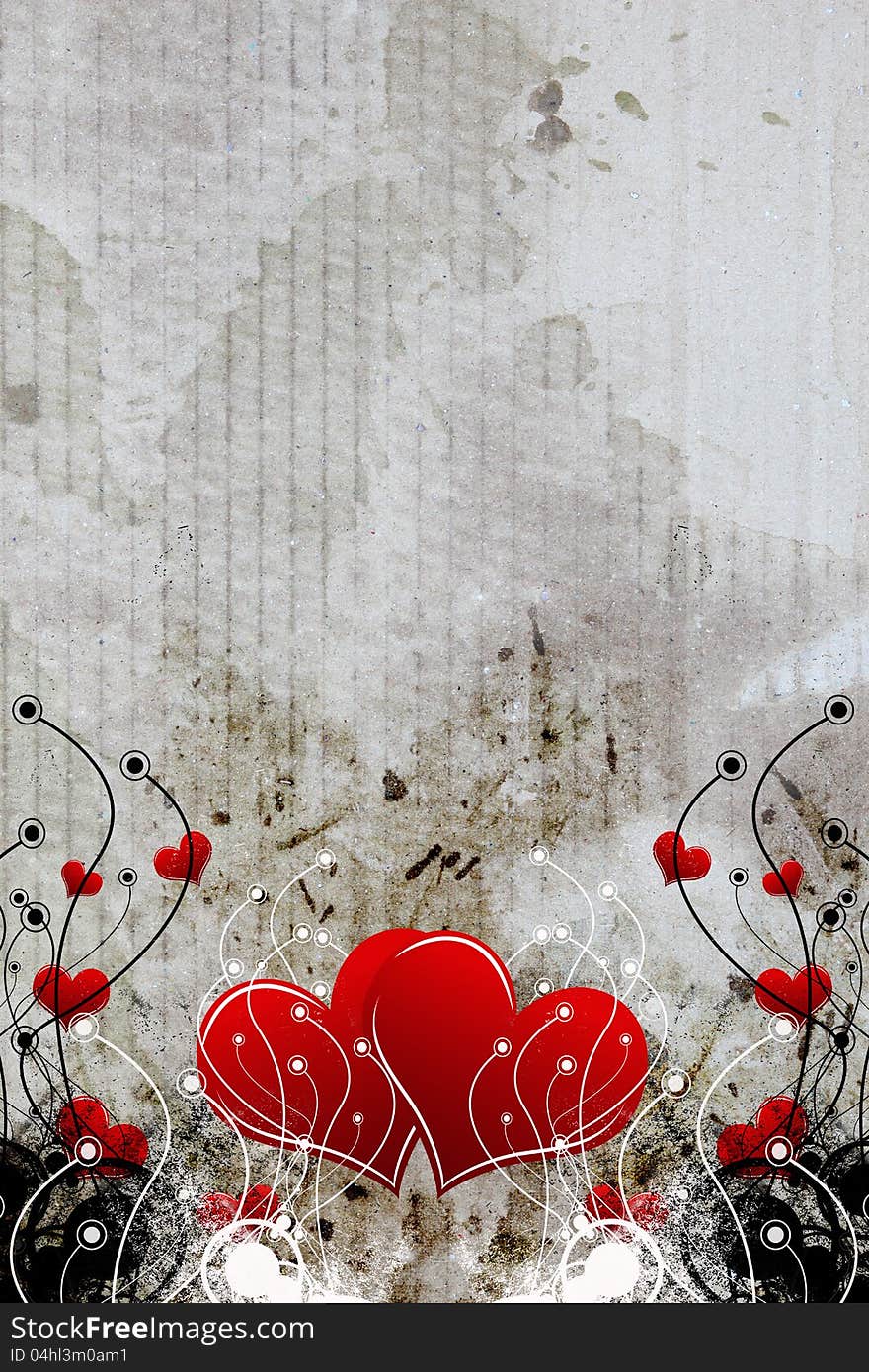 Decorative grunge heart design background. Decorative grunge heart design background