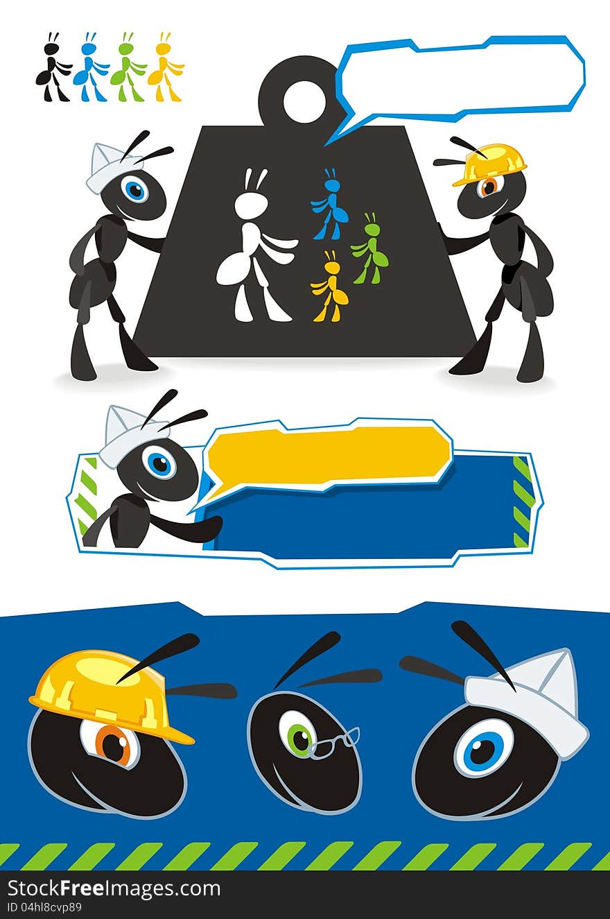 Characters ants for the construction or transport company. Characters ants for the construction or transport company