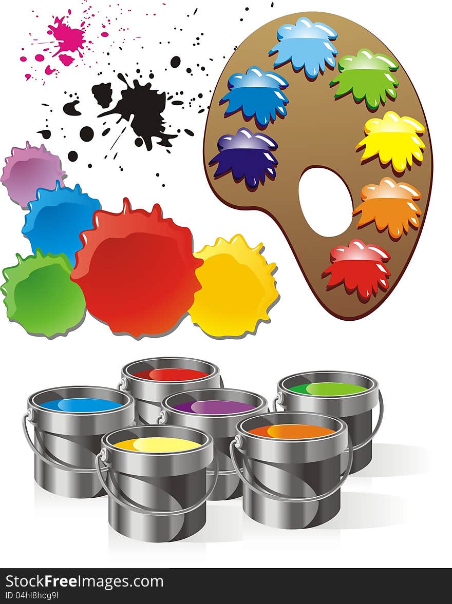 Illustration of a set of colored blots, ink and colors. Illustration of a set of colored blots, ink and colors