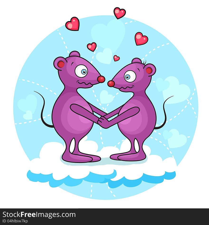 Illustration of cute valentine mouse. Separate layers.