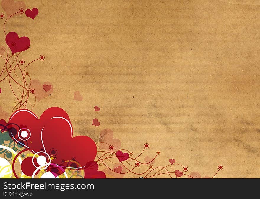 Illustration Heart background design on cardboard