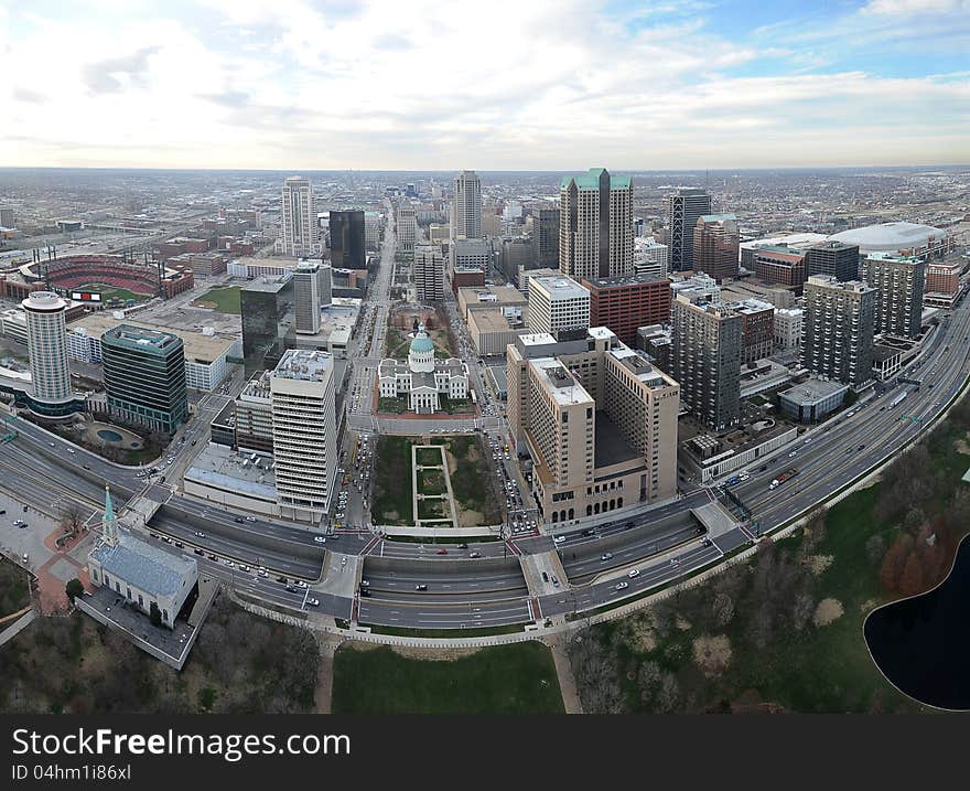 Aerial View of the city of Saint Louis, Missouri