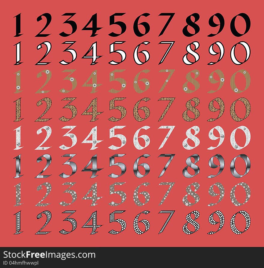 Calligraphic numbers for different purposes. Calligraphic numbers for different purposes.