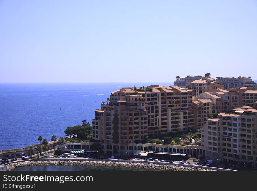 The complex multi-storey houses on the beach