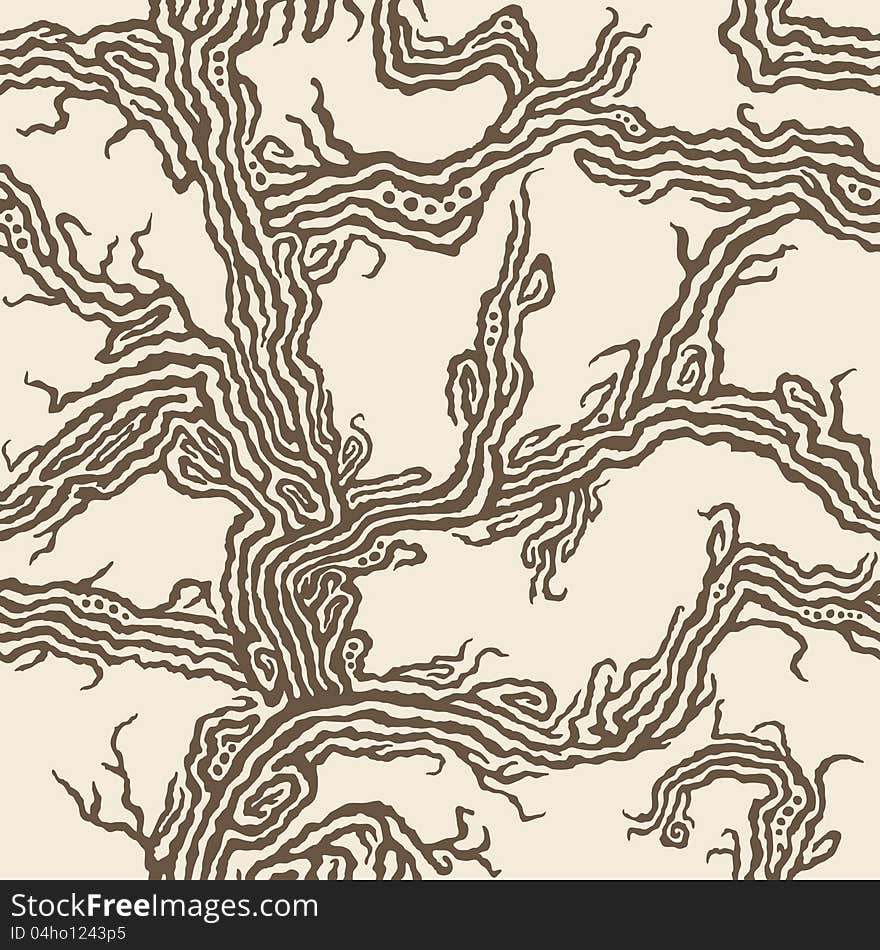 Vector abstract seamless pattern with hand drawn tree. Vector abstract seamless pattern with hand drawn tree