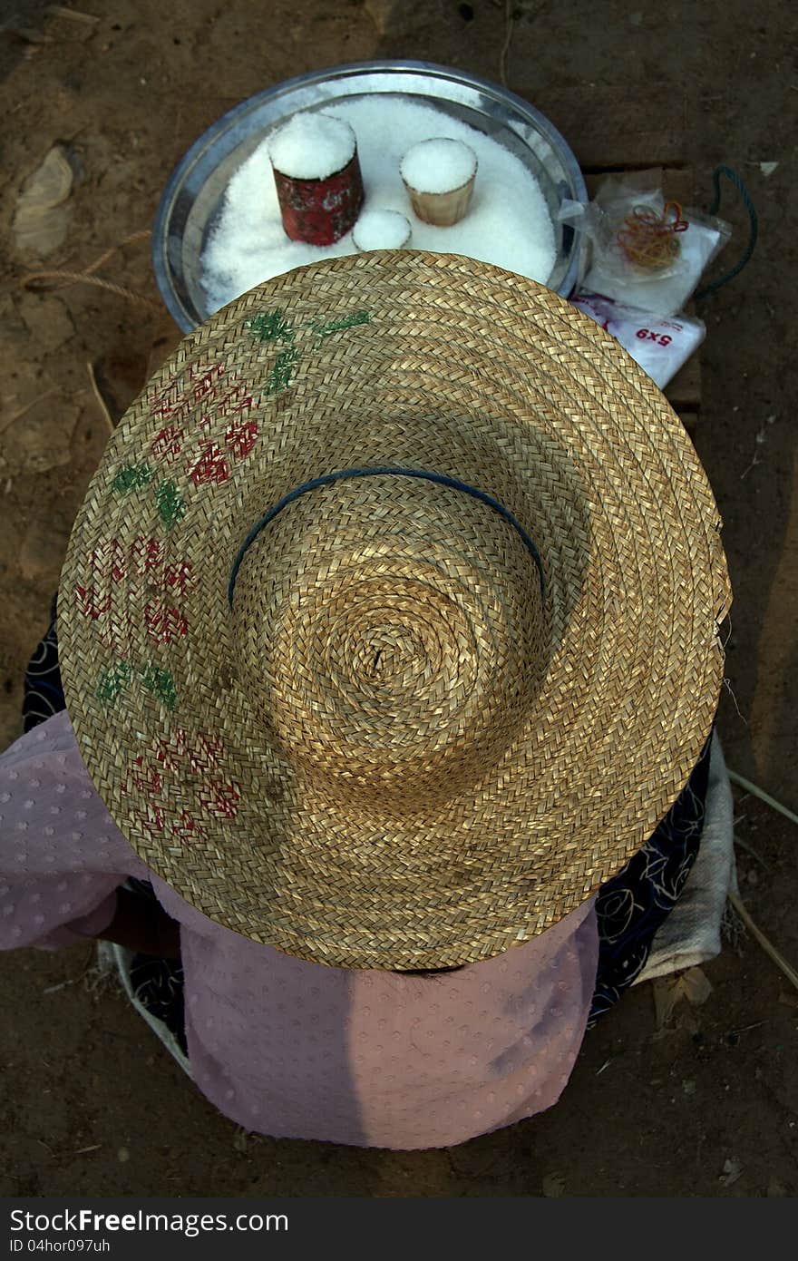 Burmese Woman Selling Coconut