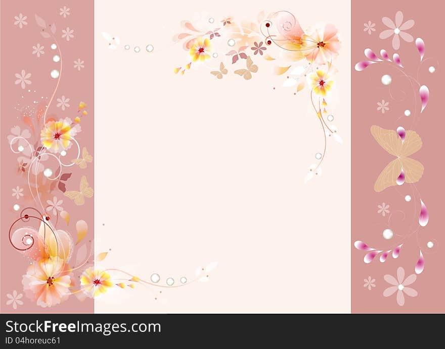 Vintage vector design. Gentle vector vintage background with floral ornament