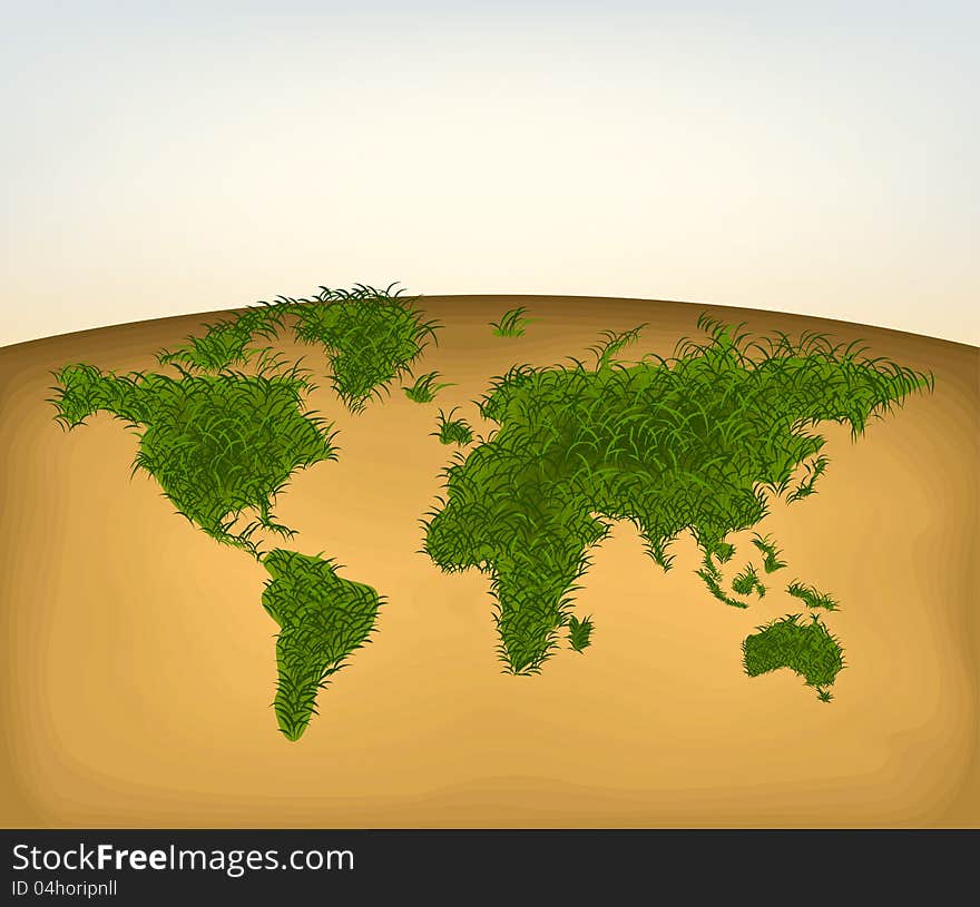 The green pastures. The world map. The green pastures. The world map