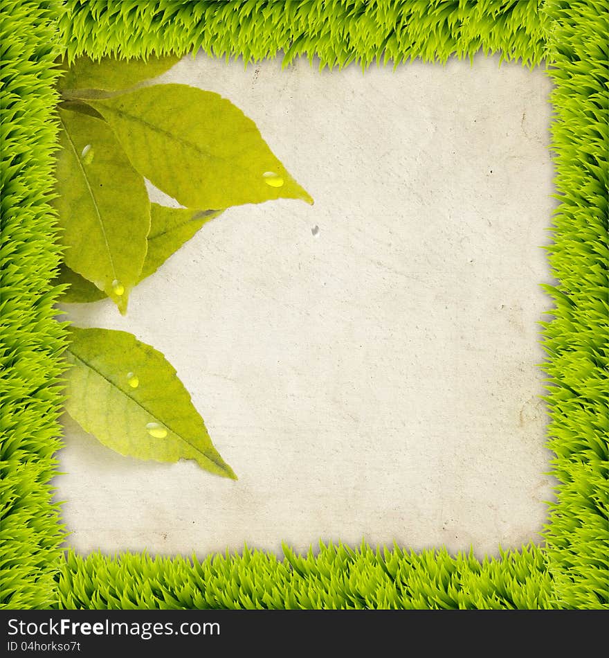 Frame from grass and grunge leaves background. Frame from grass and grunge leaves background